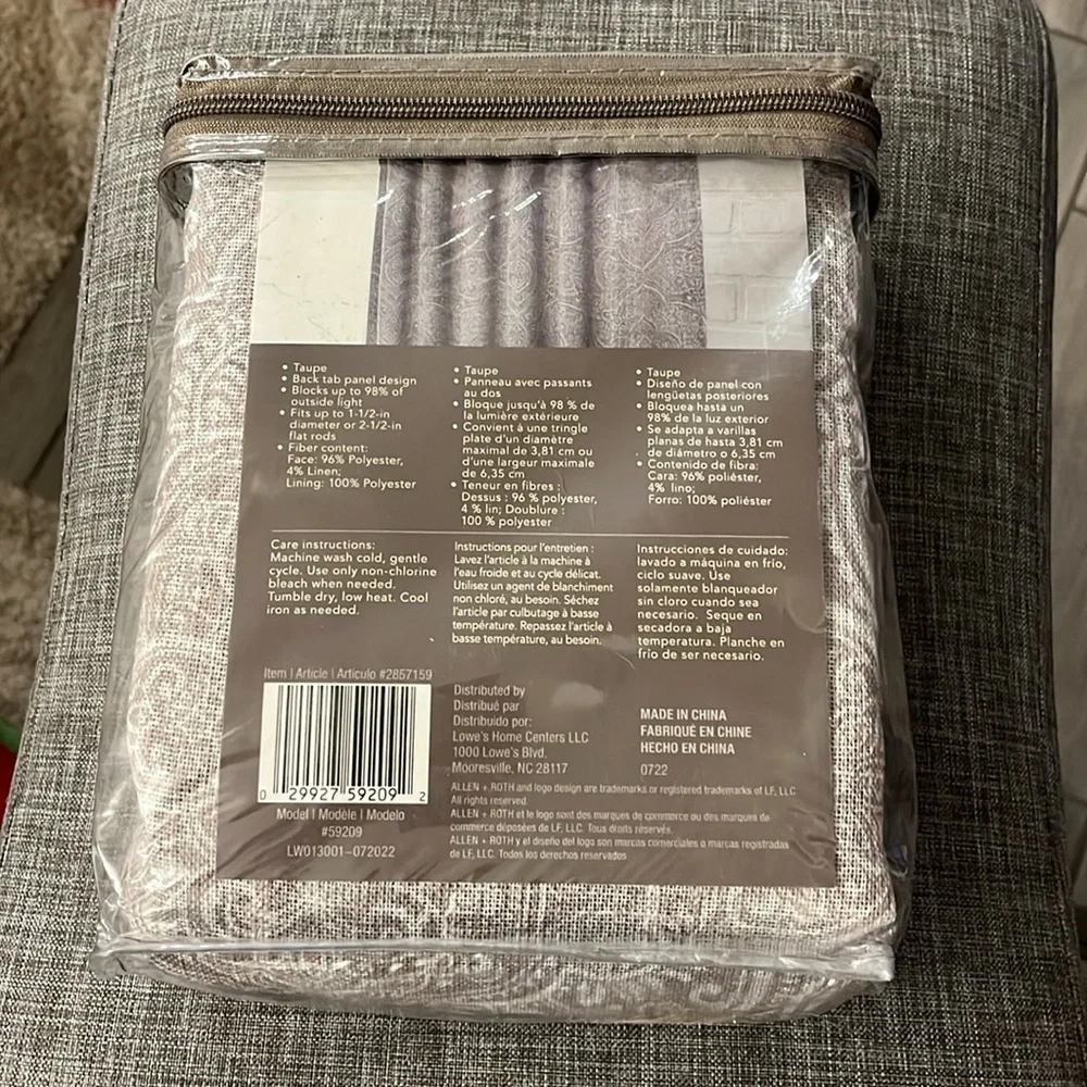allen + roth 84-in Taupe Room Darkening Interlined Back Tab Single Curtain Panel